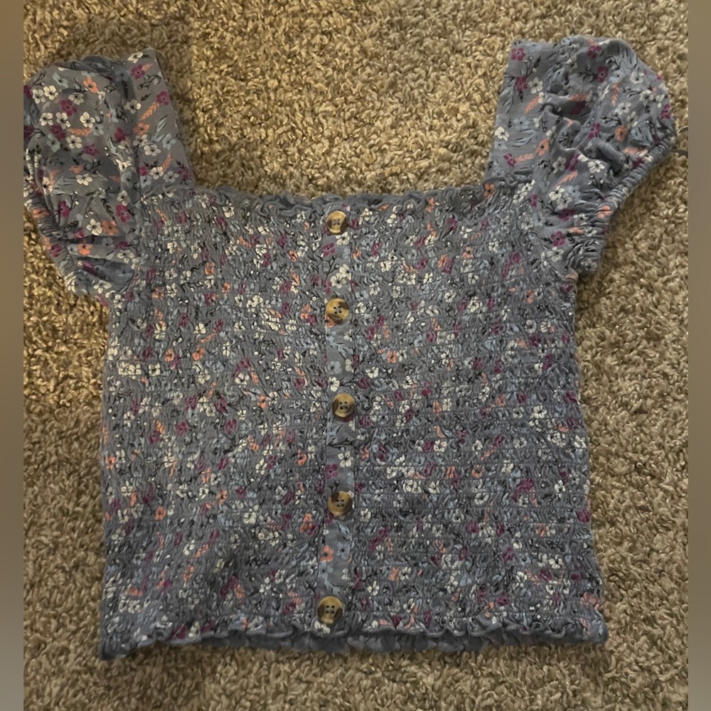 Mudd square neck blue floral cami shirt